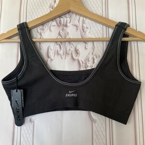 NWT SKIMS X Nike Ribbed Seamless Micro Scoop Bra Size M Obsidian/Armor